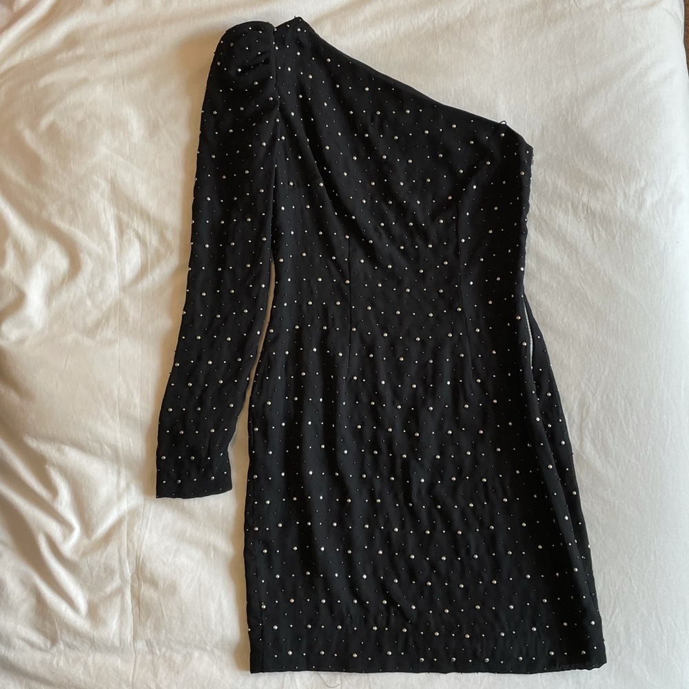 Robert Rodriguez black studded one shoulder dress